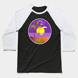 Tropical Island Getaway Silhouette Steampunk Art Baseball T-Shirt